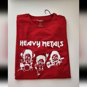 Heavy Metals red T-shirt size L Iron Lead  Zinc Fe Pb Zn